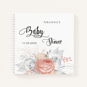 Gästebuch Babydusche Rose Gold silber Blume Notizblock