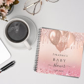 Gästebuch Babydusche Rose Goldblütenballons Notizblock