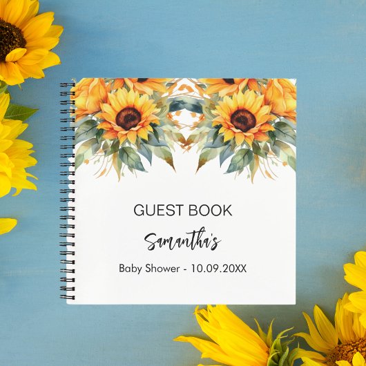 Gästebuch Babydusche Sonnenblumen Aquarell Notizblock