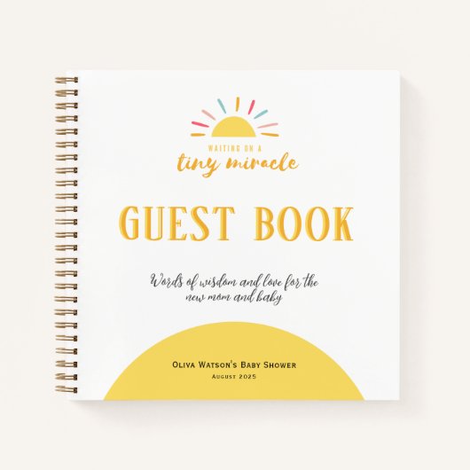 Gästebuch, Babydusche Tiny Miracle Sunshine Notizblock (Vorderseite)