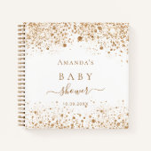 Gästebuch Babydusche Weißgold Glitzer Name Notizblock (Vorderseite)