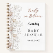 Gästebuch Babydusche Wildblumen beige Creme Notizblock (Vorderseite)