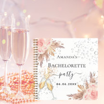 Gästebuch Bachelorette Pampas Rose Goldblase