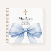 Gästebuch Baptisblue bow boy Notizblock (Vorderseite)