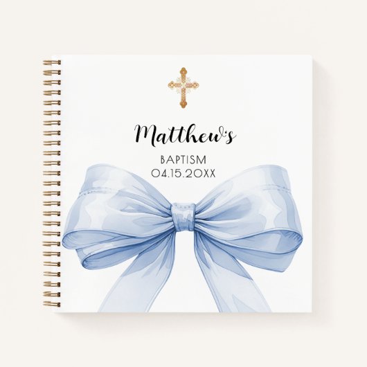 Gästebuch Baptisblue bow boy Notizblock (Vorderseite)