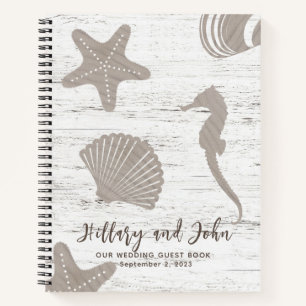 Gästebuch "Beach Themed Wedding Wood Grain" Notizblock