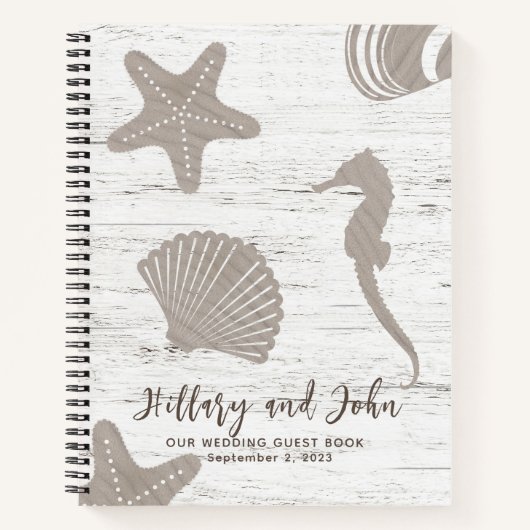 Gästebuch "Beach Themed Wedding Wood Grain" Notizblock (Vorderseite)