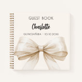 Gästebuch beige creme bow Quinceanera Notizblock (Vorderseite)