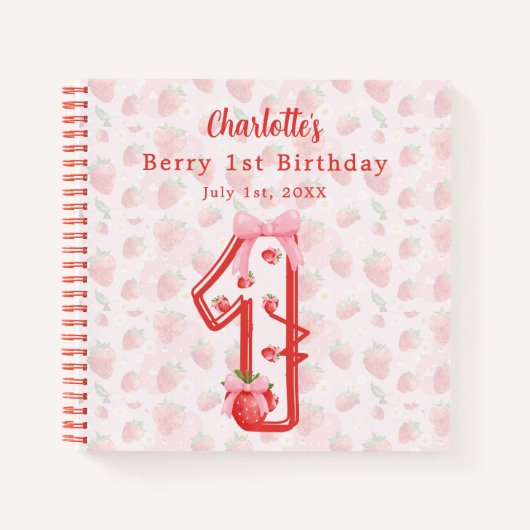 Gästebuch Berry 1. Birthday Erdbeeren rot Notizblock (Vorderseite)