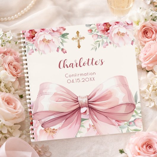 Gästebuch Bestätigung rosa Bogen Creme Flora Notizblock