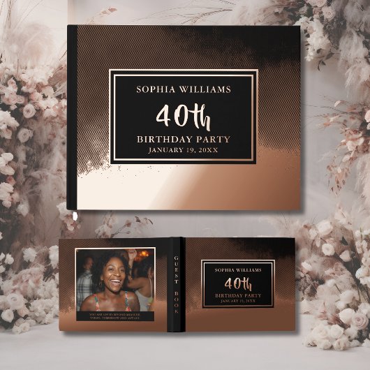 Gästebuch Birthday Foil Elegantes Foto & Zitat