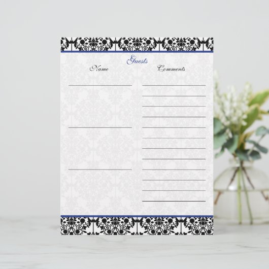 Gästebuch Blau, Weiß, Schwarz Damaskus (Stehend Vorderseite)