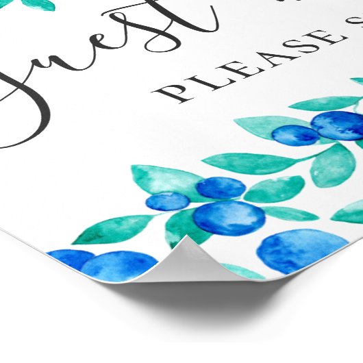 Gästebuch. Blauburgunder-Hochzeit Poster (Ecke)