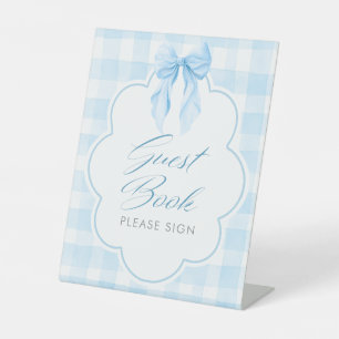 Gästebuch Blaues Schleifen-Baby-Shower-Tischschild Sockelschild