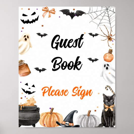 " Gästebuch " Boo Black Cat Halloween Sign (Vorne)
