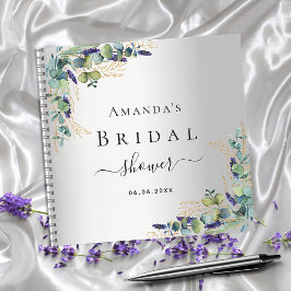 Gästebuch Brautparty eucalyptus silver Notizblock