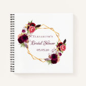 Gästebuch Brautparty florals bordeauxrot Notizblock (Vorderseite)