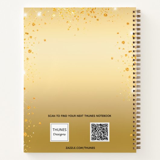 Gästebuch Brautparty Gold Glitzer Kleid Notizblock (Rückseite)
