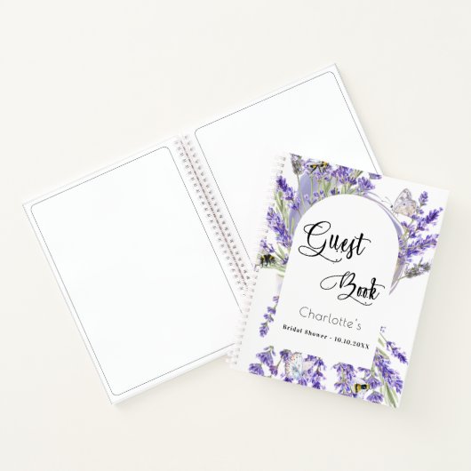 Gästebuch Brautparty lavender violet florale Notizblock (Innenseite)