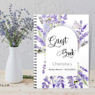 Gästebuch Brautparty lavender violet florale Notizblock