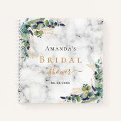 Gästebuch Brautparty Marmor Eukalyptus Gold Notizblock (Vorderseite)