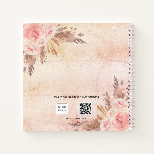 Gästebuch Brautparty Pampas Gras rot Rosa Notizblock (Rückseite)