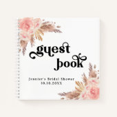 Gästebuch Brautparty Pampas Gras rot Rosa Notizblock (Vorderseite)