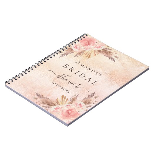 Gästebuch Brautparty Rosa Blume Rose Pampas Notizblock (Linke Seite)