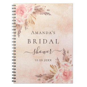 Gästebuch Brautparty Rosa Blume Rose Pampas Notizblock