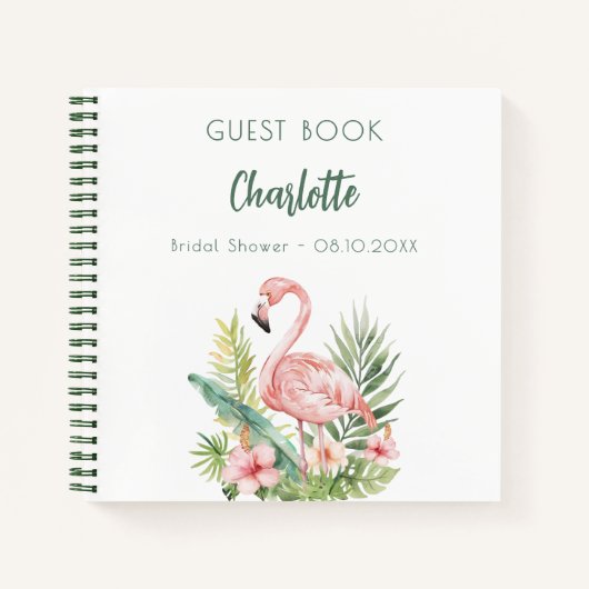 Gästebuch Brautparty rosa Flamingo Notizblock (Vorderseite)
