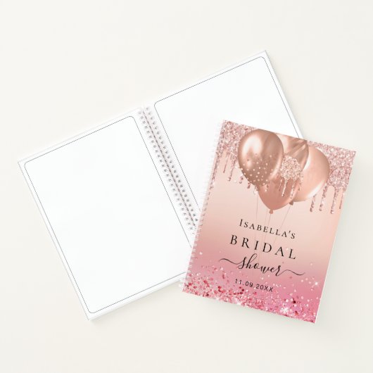 Gästebuch Brautparty Rosa Goldballons Notizblock (Innenseite)