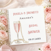Gästebuch Brautparty Rosa Perlen Prosecco Notizblock