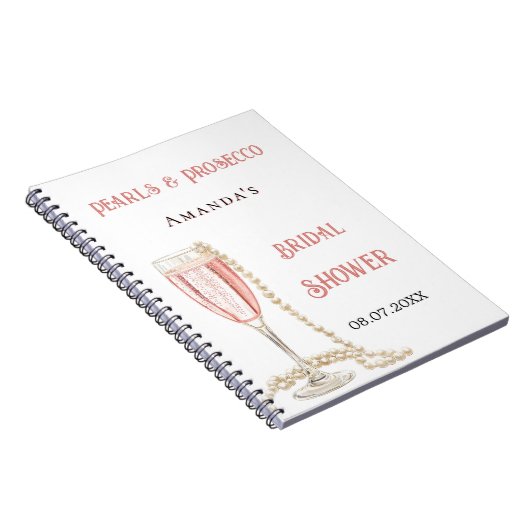 Gästebuch Brautparty Rosa Perlen Prosecco Notizblock (Rechte Seite)