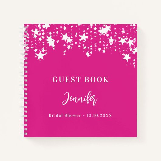 Gästebuch Brautparty Rosa Stars Notizblock (Vorderseite)