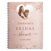 Gästebuch Brautparty Rose Gold Foto Herz Notizblock (Vorderseite)