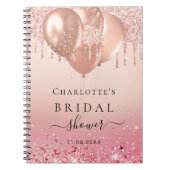 Gästebuch Brautparty Rose Gold Rosa Ballons Notizblock (Vorderseite)