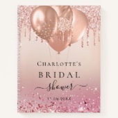 Gästebuch Brautparty Rose Gold Rosa Ballons Notizblock (Vorderseite)
