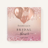 Gästebuch Brautparty Rose Gold Rosa Ballons Notizblock (Vorderseite)