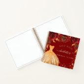 Gästebuch Brautparty Rot Gold Glitzer Kleid Notizblock (Innenseite)