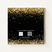 Gästebuch Brautparty Schwarz Gold Glitzer Name Notizblock (Rückseite)