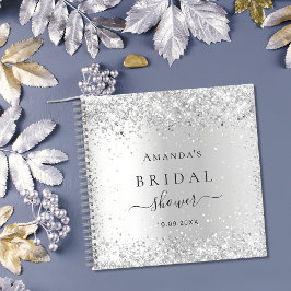 Gästebuch Brautparty Silber Glitzer Glitzern Notizblock