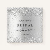 Gästebuch Brautparty Silber Glitzer Glitzern Notizblock (Vorderseite)
