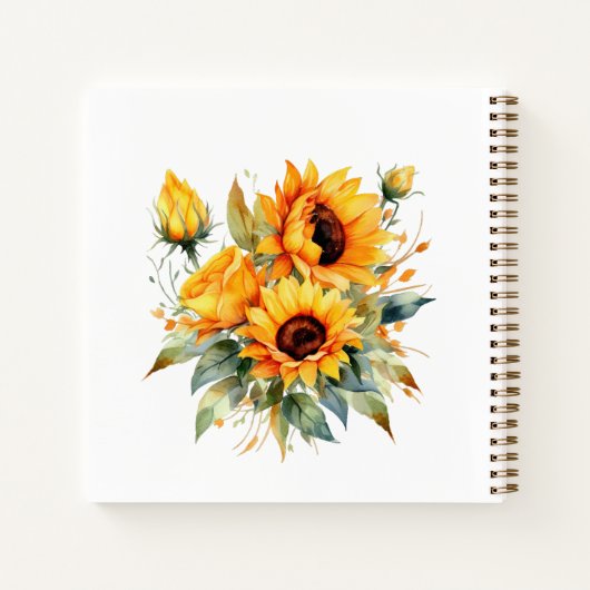 Gästebuch Brautparty Sonnenblumen Aquarell Notizblock (Rückseite)