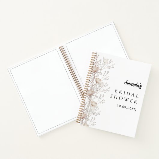 Gästebuch Brautparty Wildblumen beige Creme Notizblock (Innenseite)
