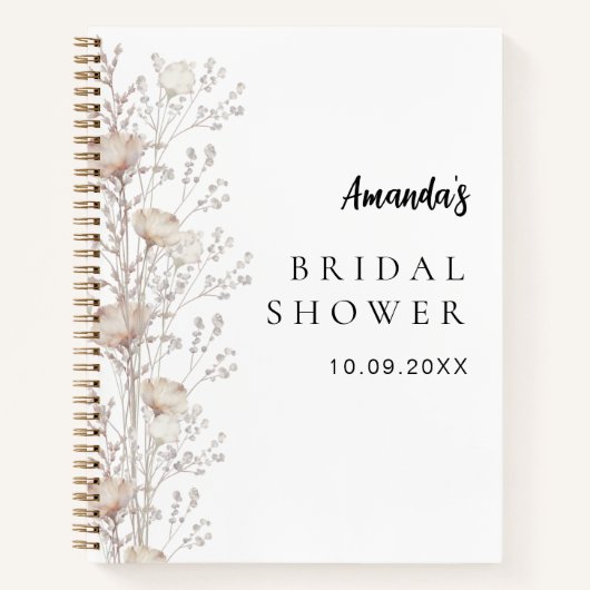 Gästebuch Brautparty Wildblumen beige Creme Notizblock (Vorderseite)