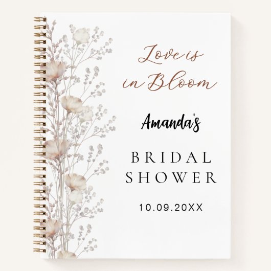 Gästebuch Brautparty Wildblumen beige Creme Notizblock (Vorderseite)