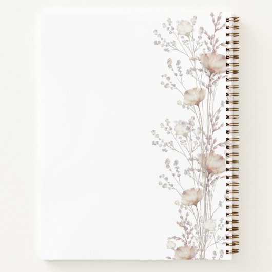 Gästebuch Brautparty Wildblumen beige Creme Notizblock (Rückseite)