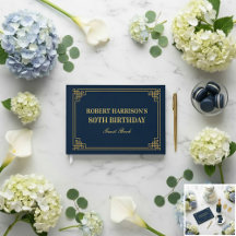Gästebuch Chic Navy Gold 80. Geburtstag
