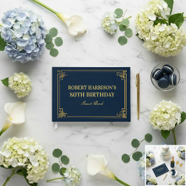 Gästebuch Chic Navy Gold 80. Geburtstag