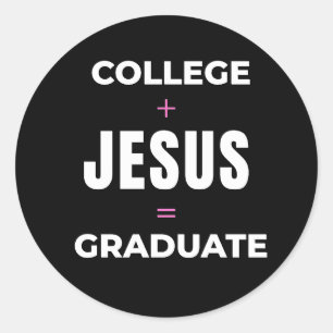 Gästebuch College + Jesus = Absolvent Runder Aufkleber
